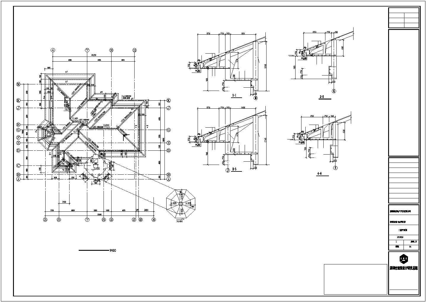 某剪力墙结构小型别墅建筑设计施工CAD图纸