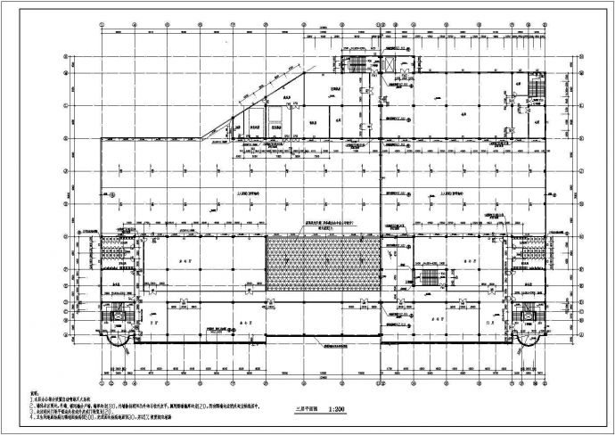 某长121.6米 宽76.5米CAD三层商场建筑设计 含详图_图1