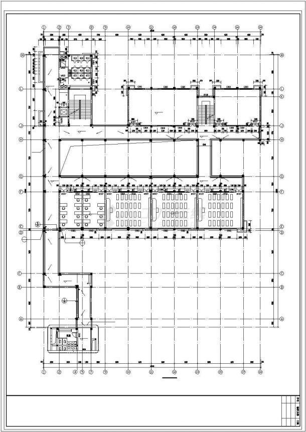 某3744平方米框架四层小学教学楼建筑施工cad图纸-图一