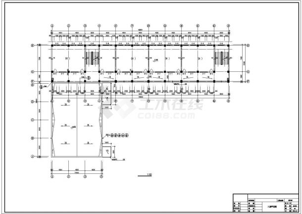 某1500平米临汾中学三层教学楼建筑扩初cad图纸-图二