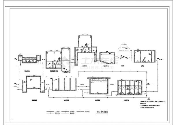 某污水处理厂初步设计CAD构造图-图一