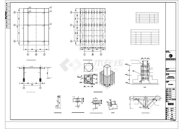 某钢框架框架结构安检道口结施设计施工CAD图纸-图二