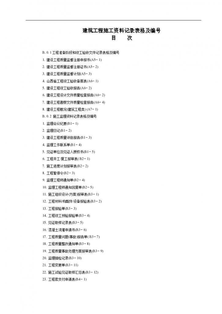 某建筑工程施工资料记录表格及编号-图一