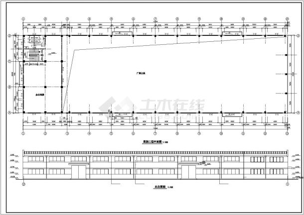 某工业区钢筋结构厂房建筑设计施工CAD图纸-图二