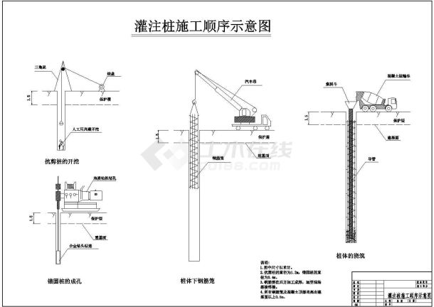 某灌注桩施工顺序图CAD构造设计-图一