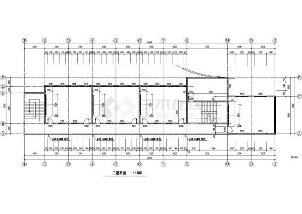 某小学教学楼建筑全套施工图（CAD，10张图纸）-图二