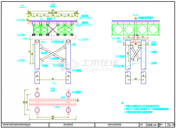 某钢栈桥一般构造水利CAD设计工程图-图一