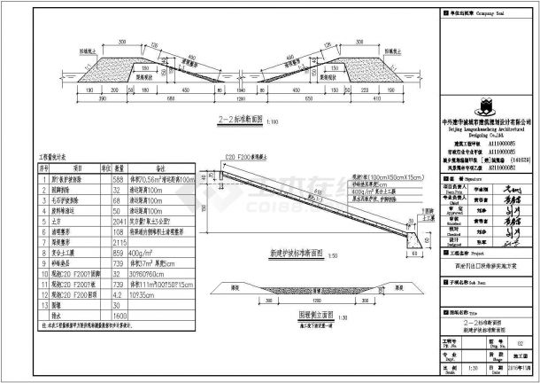 某地水利护坡堤坝维修建筑CAD施工图-图二