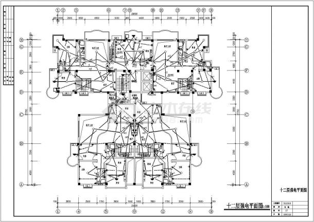 某十二层大型综合楼全套电气CAD设计构造图纸-图二