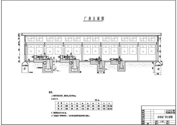 某水电站厂房CAD全套设计构造立面图_图1