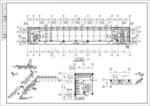 某地工厂宿舍给排水CAD设计平面施工图-图一