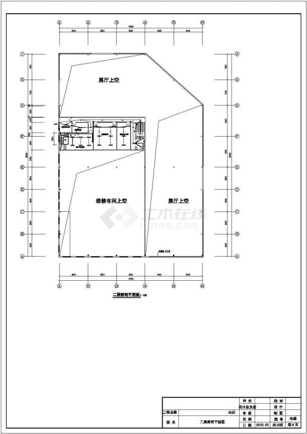 某汽车销售4S店电气CAD设计施工图纸-图一