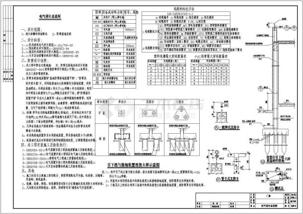 某大面积平米厂房电气CAD设计构造施工图-图一