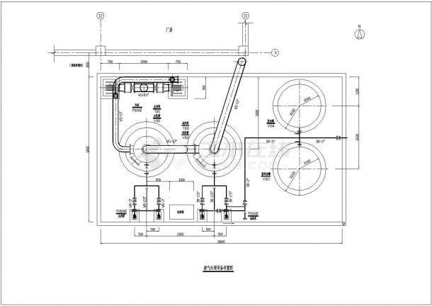 废气洗涤系统流程及配管整套设计施工CAD图-图二