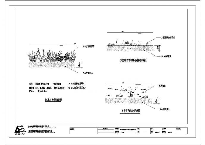 某湖库水生态系统构建工程修复CAD设计剖面图_图1