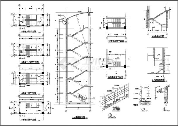 某地大型多层办公楼建筑CAD设计构造完整施工图-图二