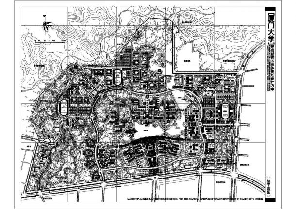 某大学新校区CAD总体规划设计方案平面图-图一