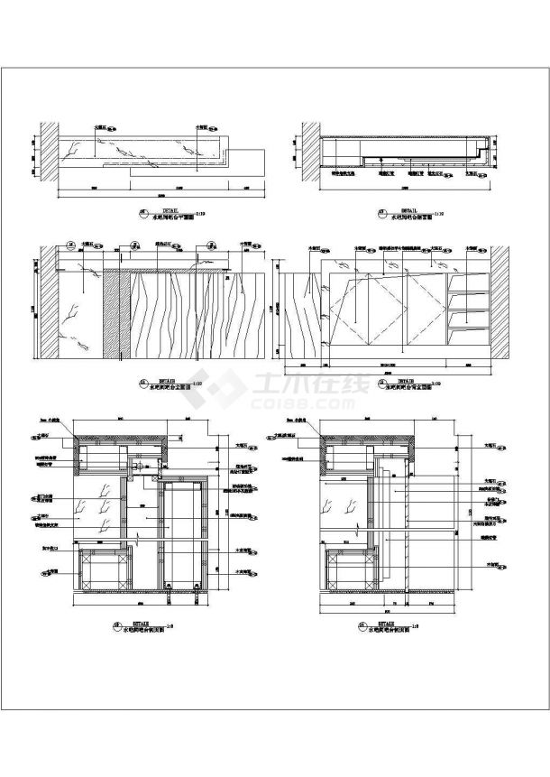 某时尚水吧间吧台装修设计cad施工图-图一