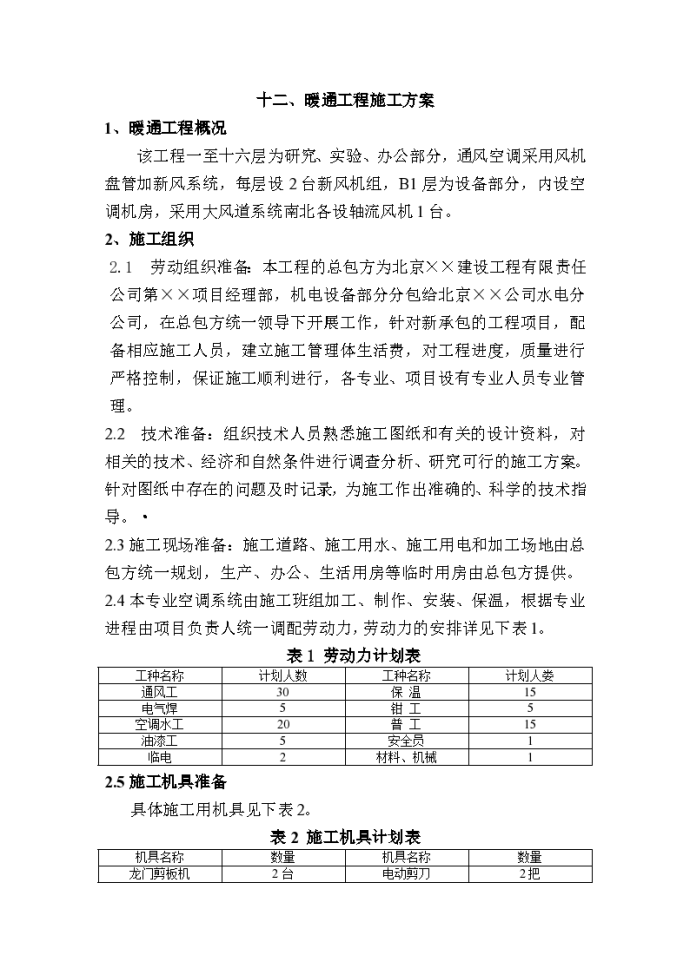 大型暖通工程全套施工组织设计方案_图1