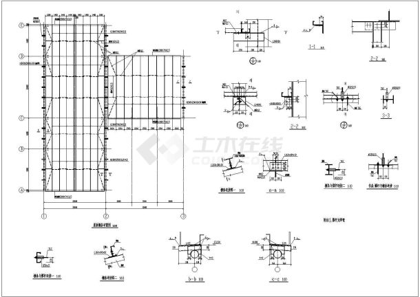 整套厂房钢结构设计施工CAD图-图一