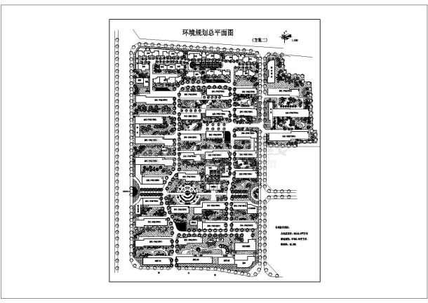 某小区园林环境规划设计cad总平面方案图（含技术指标）-图一