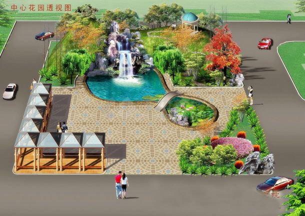 平湖花苑广场景观环境规划设计cad总平面布置图（含效果图）-图二
