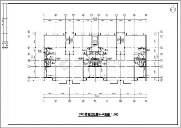 6层住宅楼给排水系统建施cad图，共九张-图一