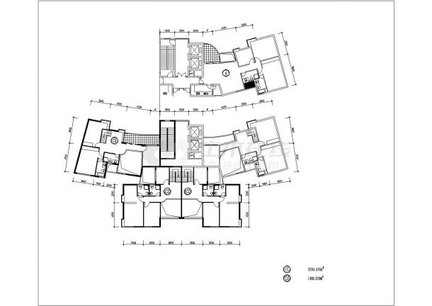 汉中市胡姬花园小区不同面积的平面户型设计CAD图纸（共8张）-图一