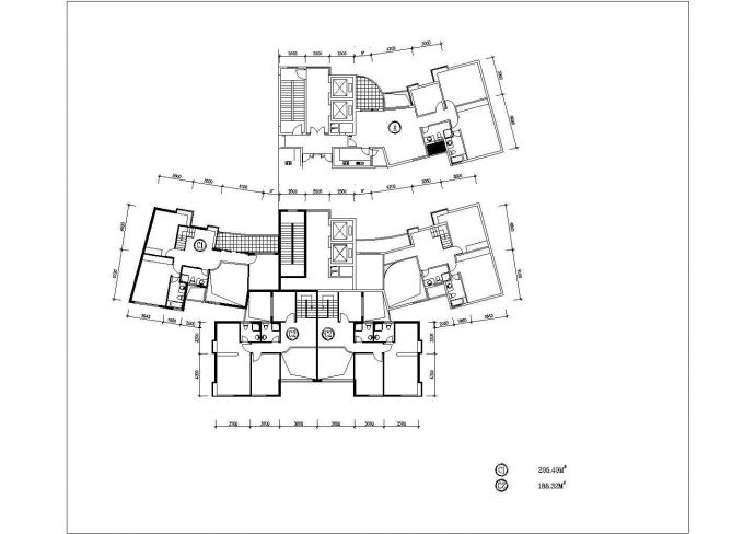 汉中市胡姬花园小区不同面积的平面户型设计CAD图纸（共8张）_图1