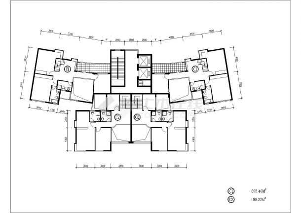 汉中市胡姬花园小区不同面积的平面户型设计CAD图纸（共8张）-图二