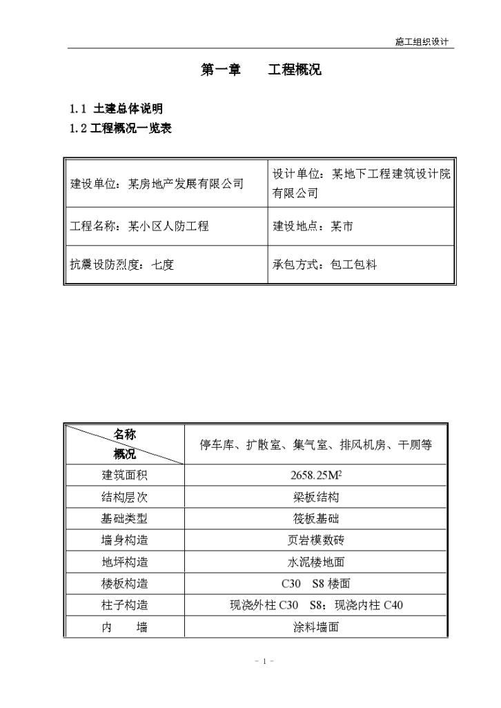 某地下人防工程施工设计方案-图一