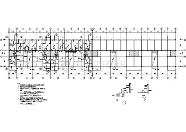 砖混结构教学楼结构施工图（六层+筏板基础）-图二