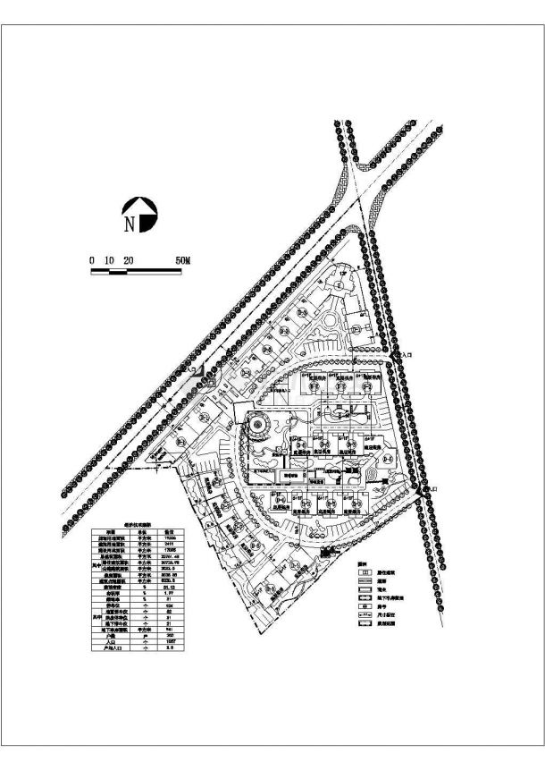 19506平米小区规划施工图-图一