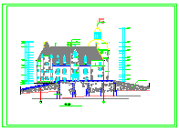 三层法国风格别墅建筑施工设计CAD图纸-图二