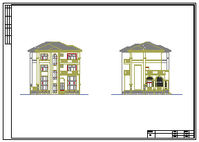 某三层欧式独栋别墅建筑cad设计图纸（可当小型办公楼）