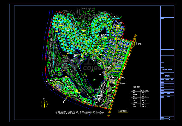 锦绣四明小区景观规划设计cad总平面施工图（含技术指标）-图一