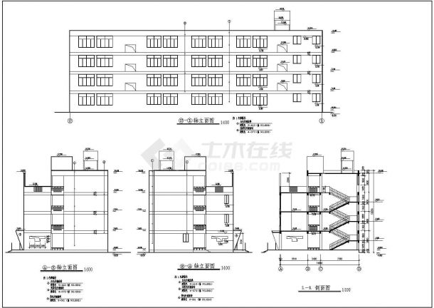 某小学四层框架结构教学楼设计cad全套建筑施工图（甲级院设计）-图一