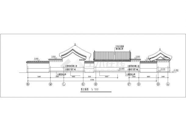 保定市某现代化村镇单层砖混结构私人四合院全套建筑设计CAD图纸-图一