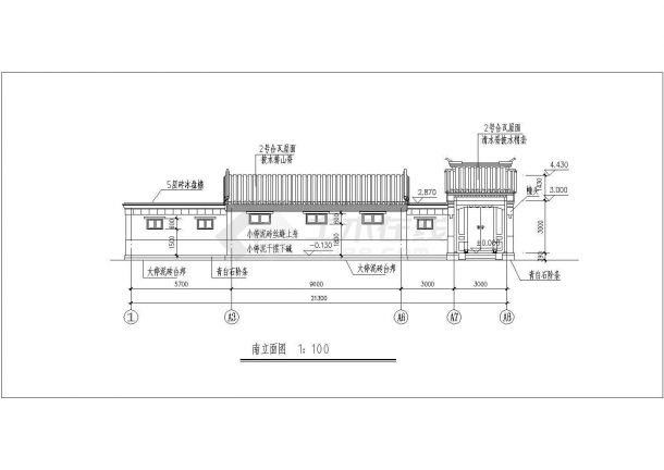 保定市某现代化村镇单层砖混结构私人四合院全套建筑设计CAD图纸-图二