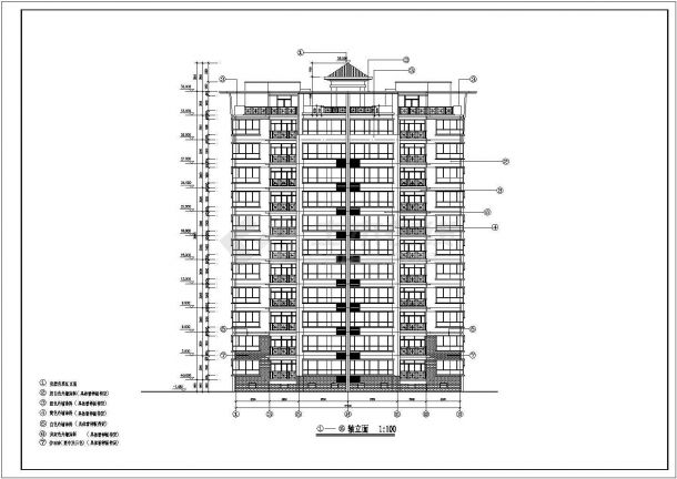 某框架结构高层住宅楼建筑设计cad全套施工图-图二