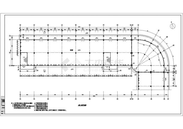 某多层框架结构宿舍楼设计cad全套建施图纸（含设计说明，含效果图）-图二