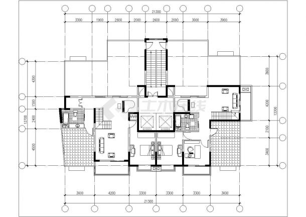 保定市锦秀御苑小区高层组合住宅楼局部平面设计CAD图纸（含户型图）-图二