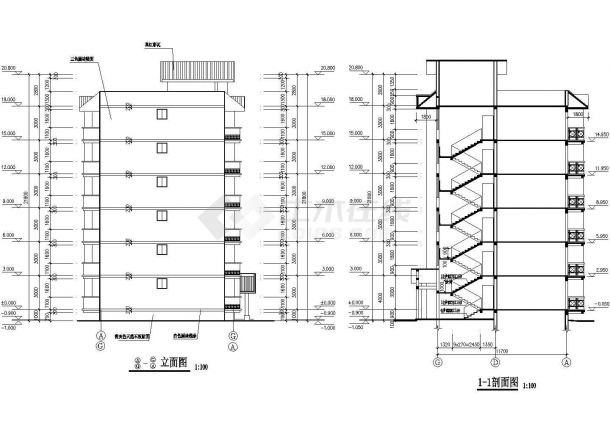 江苏小区住宅楼6层住宅楼建筑施工图-图一