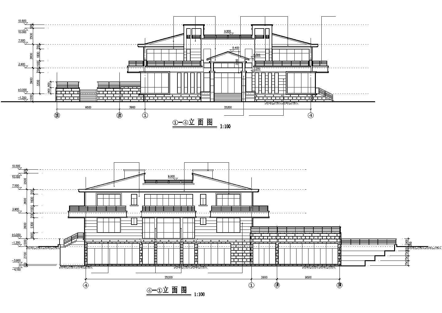 某休闲别墅建筑工程设计施工CAD图纸