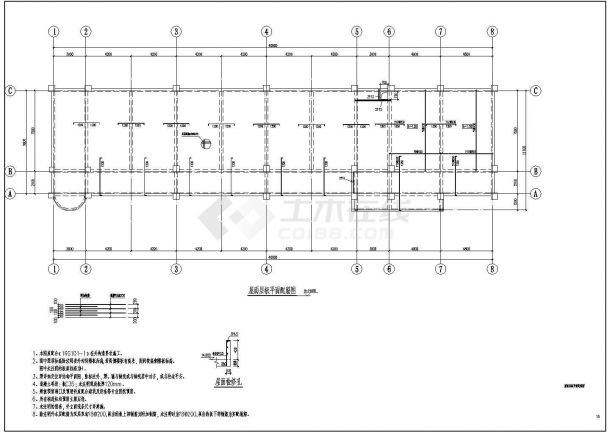 5层框架结构教学楼结构施工图（17张图纸，cad）-图二