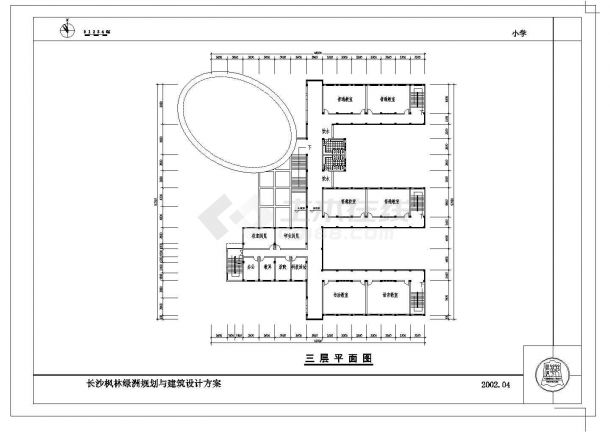 长沙某小学三层框架结构教学楼（3939㎡）设计cad全套建筑施工图（甲级院设计）-图一