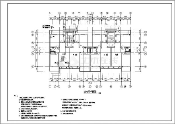 昆明市淠绿新村小区2100平米6层砖混结构住宅楼建筑设计CAD图纸-图二