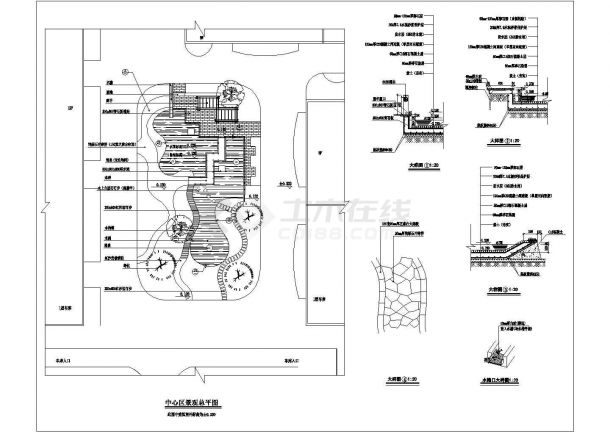 某园林小游园景观规划设计cad全套施工图-图二