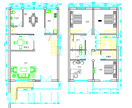 农村自建房CAD平面及立面施工设计图纸-图二