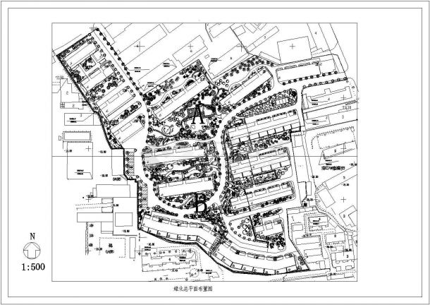 某城市花园绿化规划设计cad施工总平面图（含施工说明）-图二